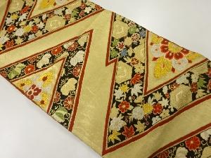 アンティーク　華紋に草花模様織出し袋帯（材料）